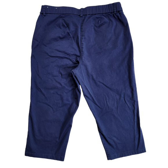 Sag Harbor Womens Size 10 Cropped Capri Pants Solid Navy Blue Stretch Nautical - Picture 2 of 11